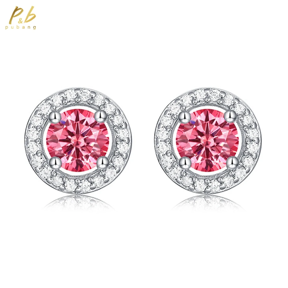 

PuBang Fine Jewelry Real 925 Sterling Silver 3EX VVS1 Colorful 0.5-1 CT GRA Moissanite Diamonds Ear Studs Earrings Wholesale