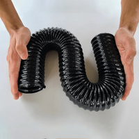 Suction Hose Machine Ventilation Exhaust Steel Wire Corrugated Pipe, Telescopic Black PU Polyurethane Air Pipe,Inner 25-100mm