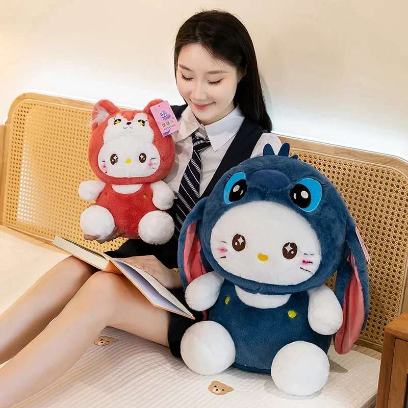 Sanrio hello kitty anime brinquedo de pelúcia dos desenhos animados bonito pelúcia brinquedos plushies kawaii lance travesseiro bonecas presentes aniversário para meninas