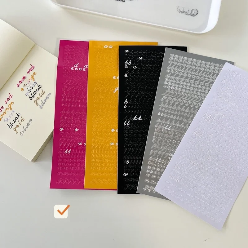 Handwritten Style Flat Substitute Ins Foil Stickers Gold And Silver Letters Decal Guka Decorative Scrapbooking Material