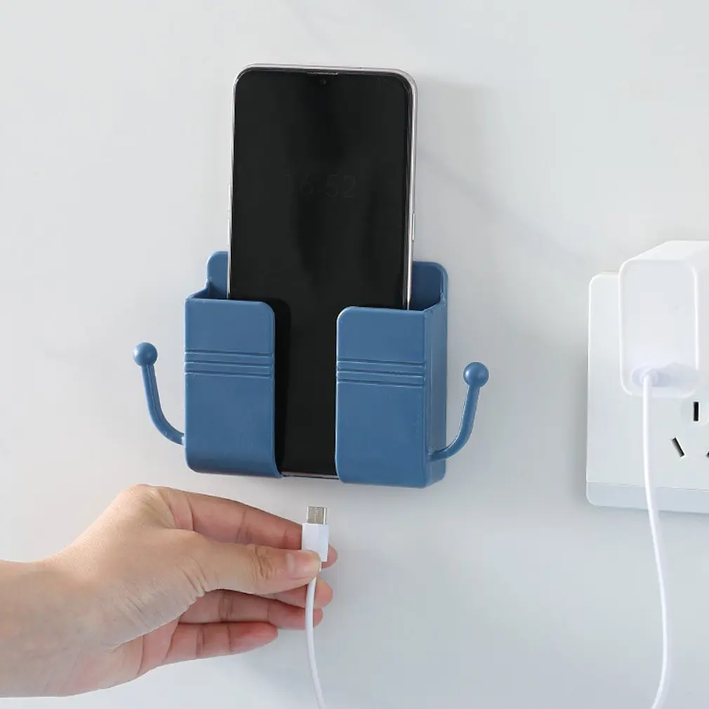 Wall Mounted Phone Charging Bracket Storage Rack TV Air-conditioning Remote Control Board Storage Box Bedside Plug Organizer