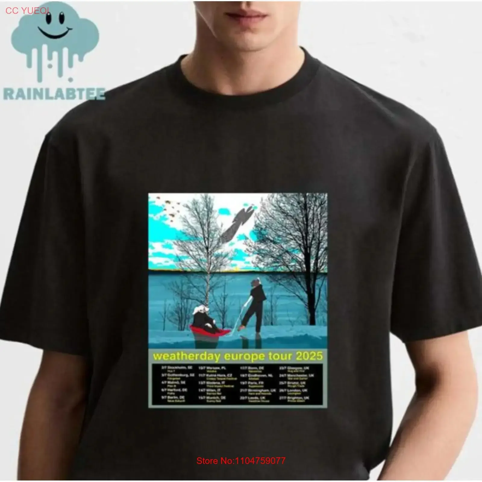 Hornet Disaster Europe Tour Weatherday 2025 T Shirt vintage Washed homme Casual Soft streetwear graphic Stretched Breathable