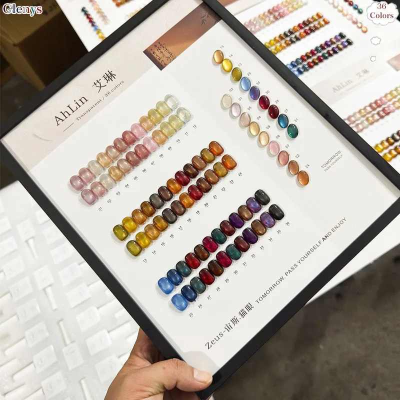 

Glenys 36 color cat eye nail polish gel net red popular immersion gel color matching card nail salon nail art varnish set