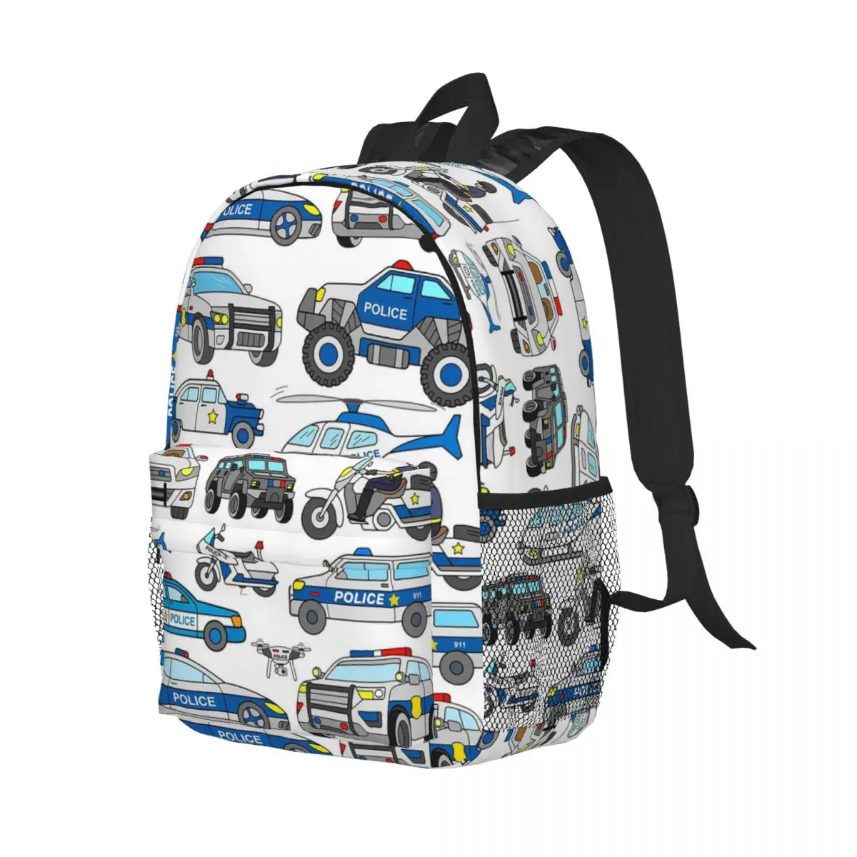 

Police Car Design Backpack Student Boys Girls BookBag Kids School Bag Laptop Shoulder Bags for Men Women