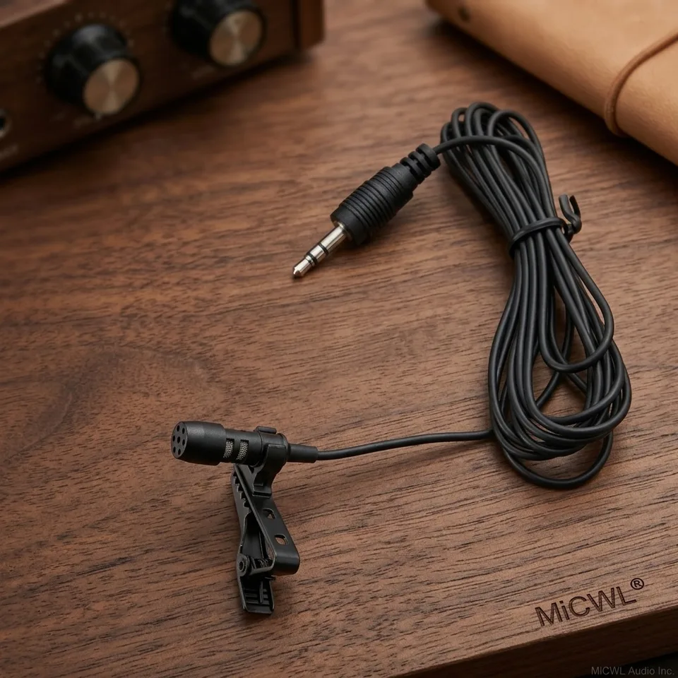 Micrófono de corbata profesional omnidireccional con cable 1.2m con conector 3.5mm para PC, cámara, altavoz inalámbrico 2