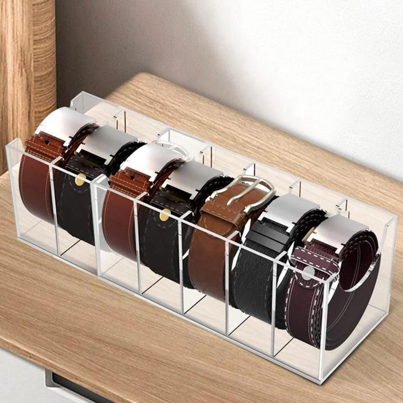 Acrylic Belt Storage Box Transparent Storage Belt Tie Box Multi-Compartment In-Store Mall Display Shelf