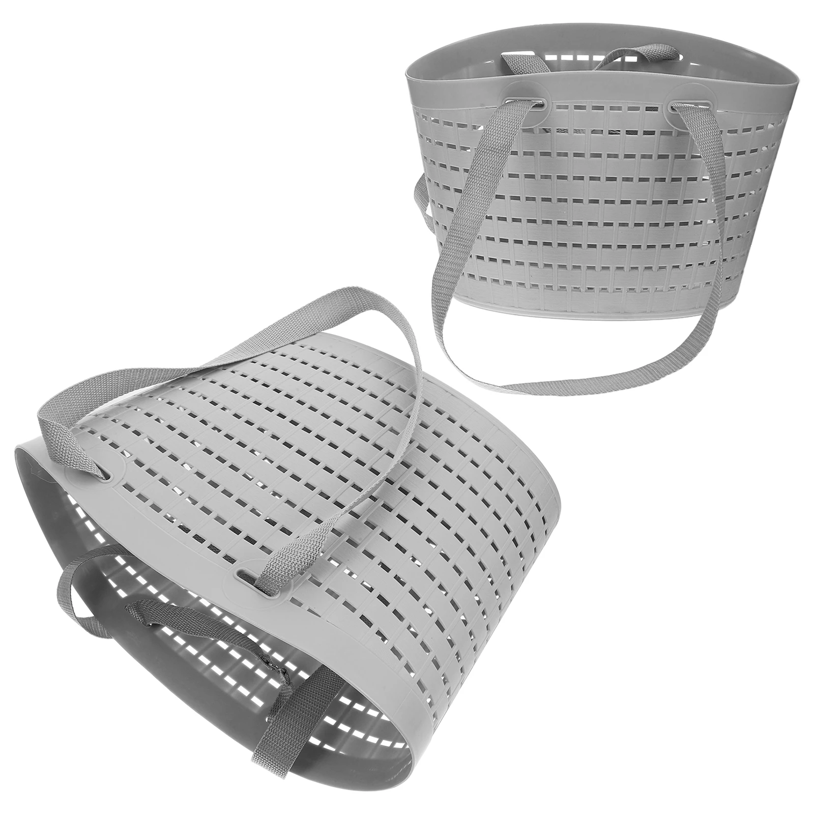 

2pcs Plastic Hand Laundry Baskets White Black Foldable Bath Storage Hamper For Clothes Toys Shoes Socks Baby Bedroom Bathroom