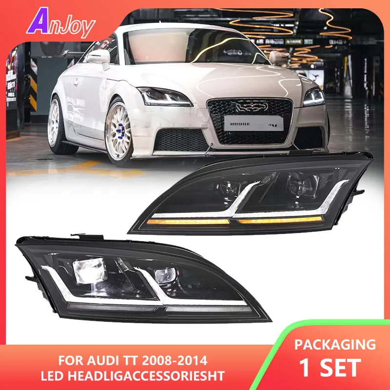 

Автоматические светодиодные фары в сборе для Audi TT 2008-2014, модифицированный новый стиль, светодиодные DRL указатели поворота, аксессуары для фар