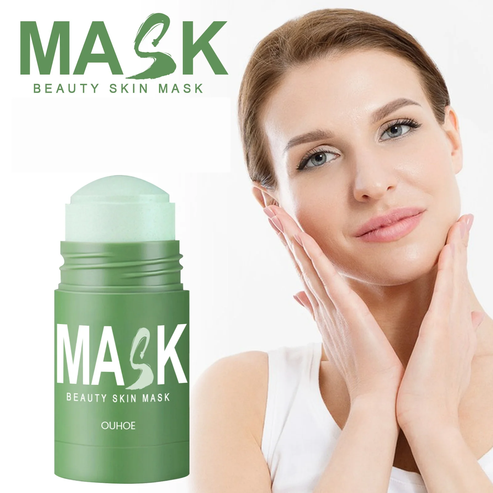 Green Tea Solid Mask Stick - Deep Cleansing, Pore Refining, Blemish & Blackhead Care, Non-Drying Clay Mask for Daily Use