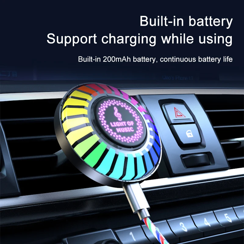 Pop Car Music Rhythm Light RGB LED Music Car Vent Light APP Sound Activated Led Lights Control Air Freshener Ambient Light