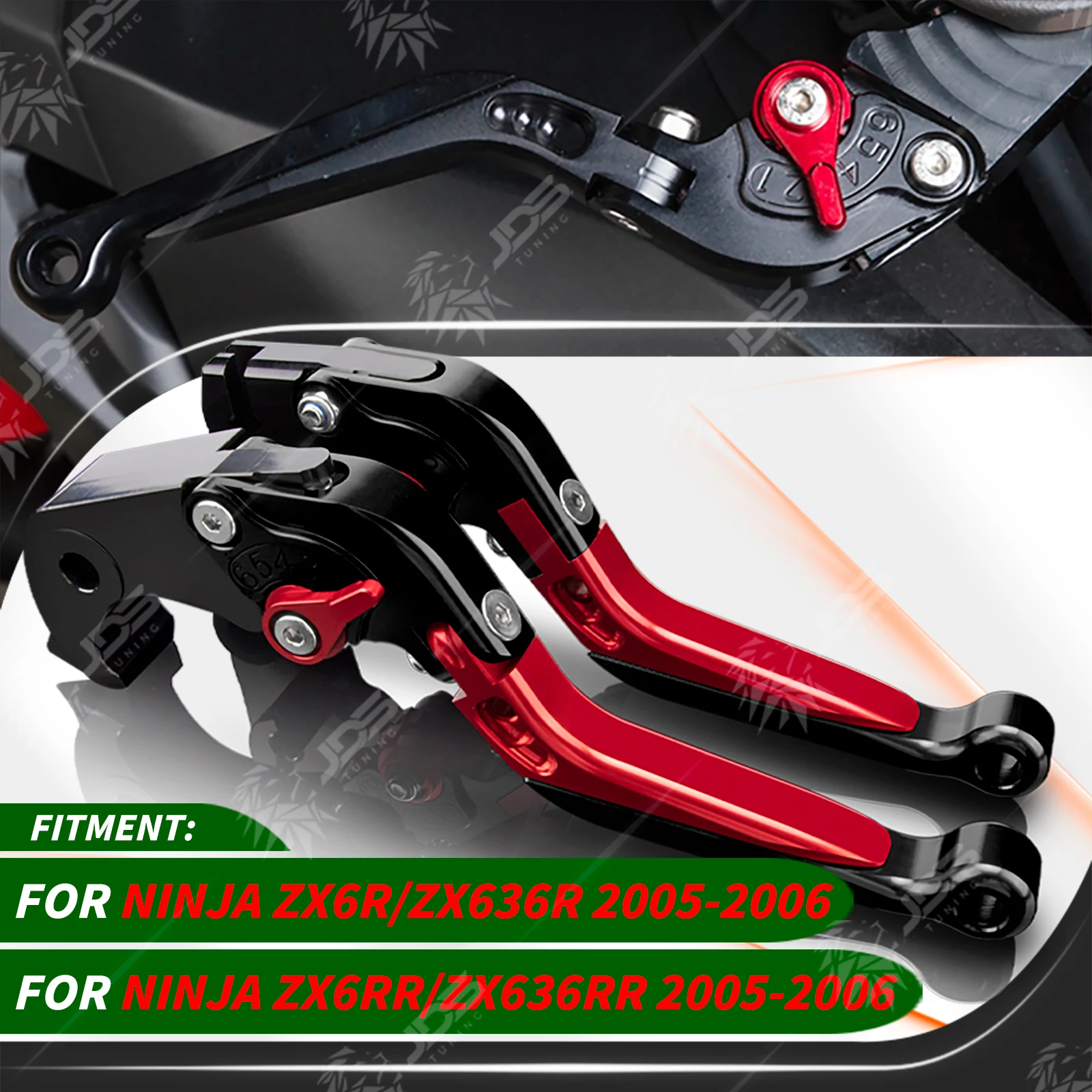 

JDSTUNING Для Kawasaki NINJA ZX6R/ZX6RR/ZX636R/ZX636RR 2000-2004: Регулируемые складные рычаги сцепления и тормоза, запчасти