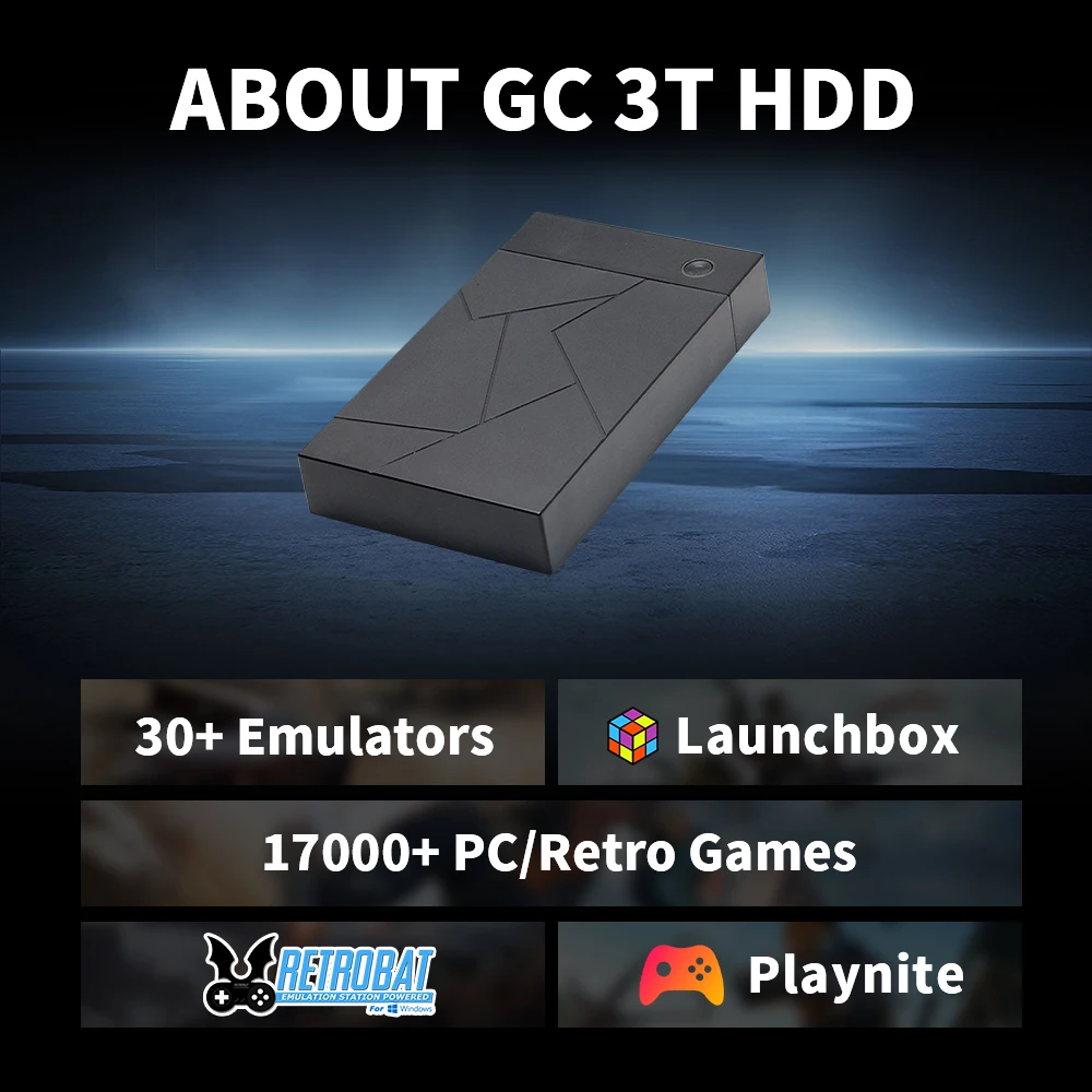 3TB Gaming Hard Drive With 17300+ Games With Launchbox/Retrobat/Playnite Game HDD Emulators For PS4/PS3/PS1/Switch/WIIU/WII/N64