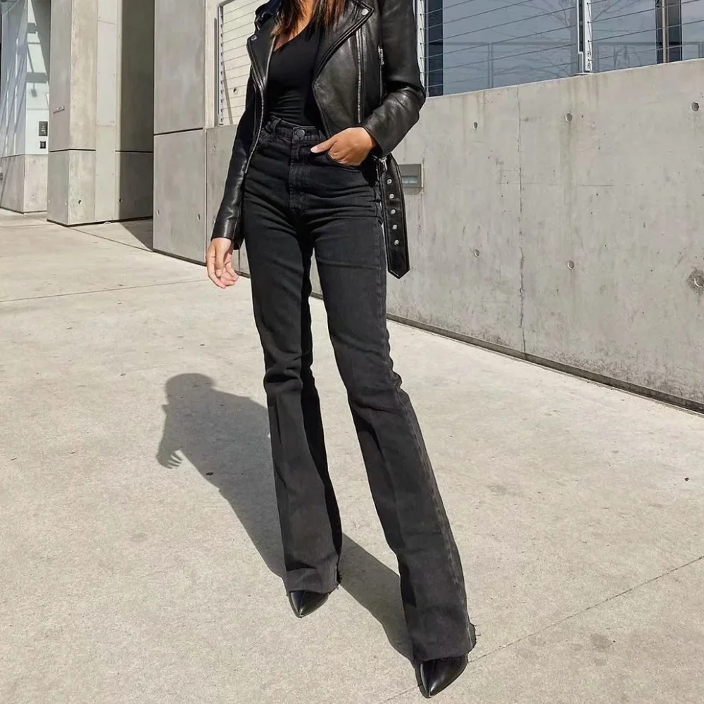 

2025 New Autumn Retro Denim Pants Fashion Women High Waist Pocket Skinny Y2K Flare Jeans Casual Stacked Bootcut Streewear Jean