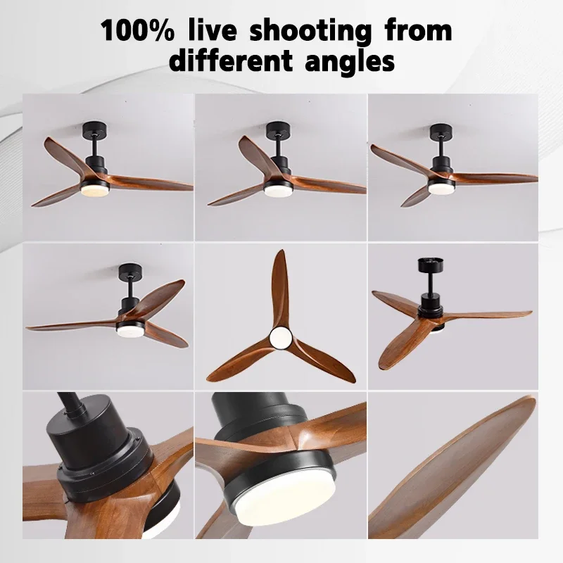 52 Inch Ceiling Fan Industrial Vintage Wooden Ventilator No Light Remote Control Decorative Blower Wood Retro Large Fans