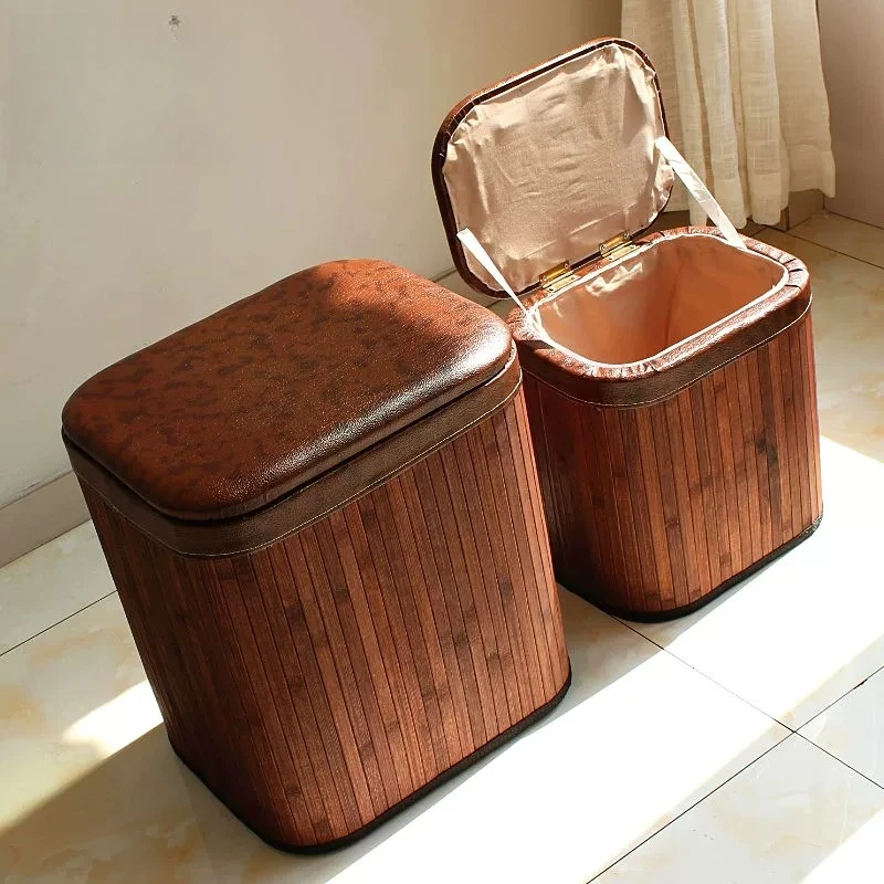 For Wooden Storage Ottoman with Lid, Multi-Purpose Low Stool for Entryway & Living Room, Shoe Bench
