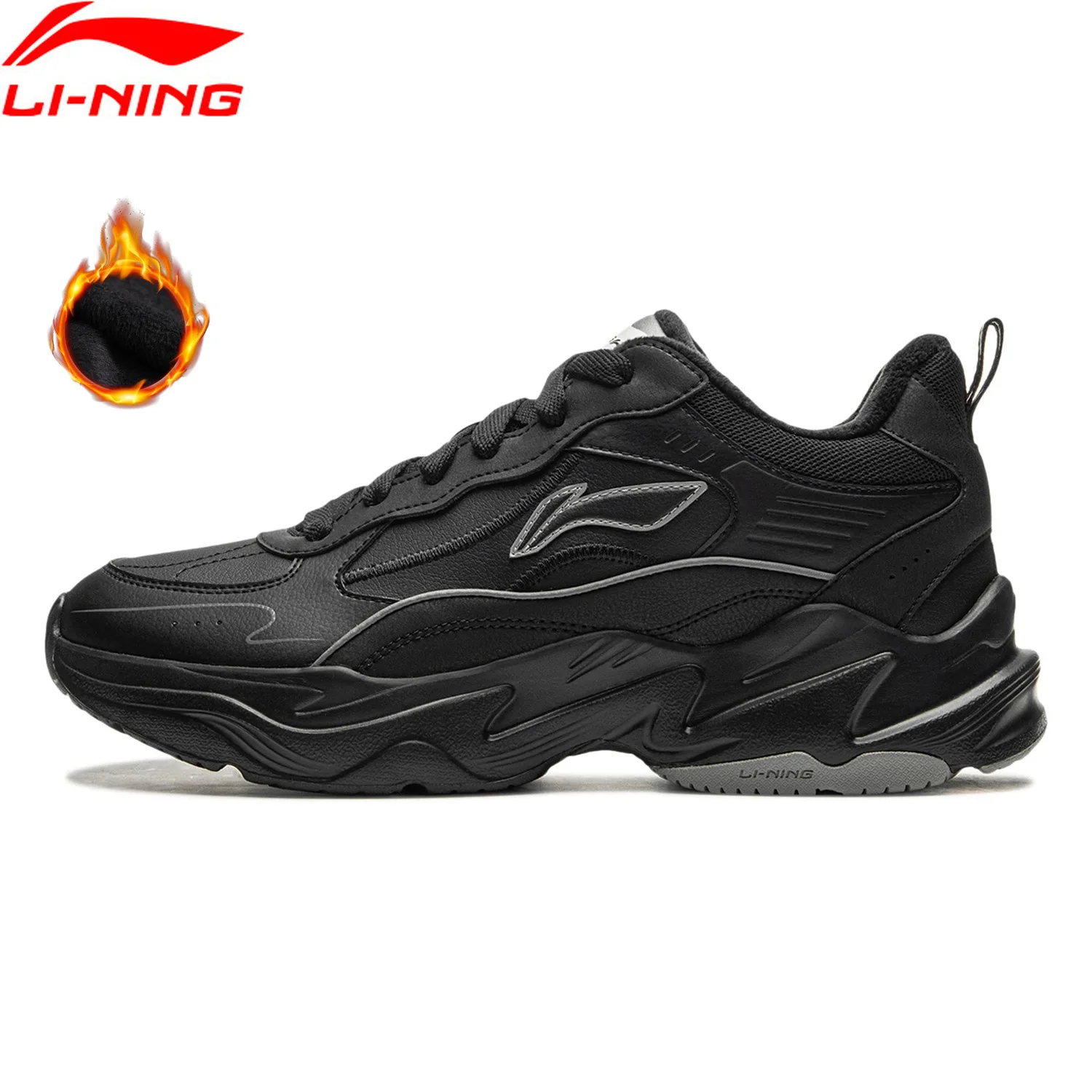 Li-Ning Men LN DEFENDER Lifestyle Shoes Winter Warm Fleece Cushion Sport Shoes LiNing Leisure Walking Sneakers AGLU101