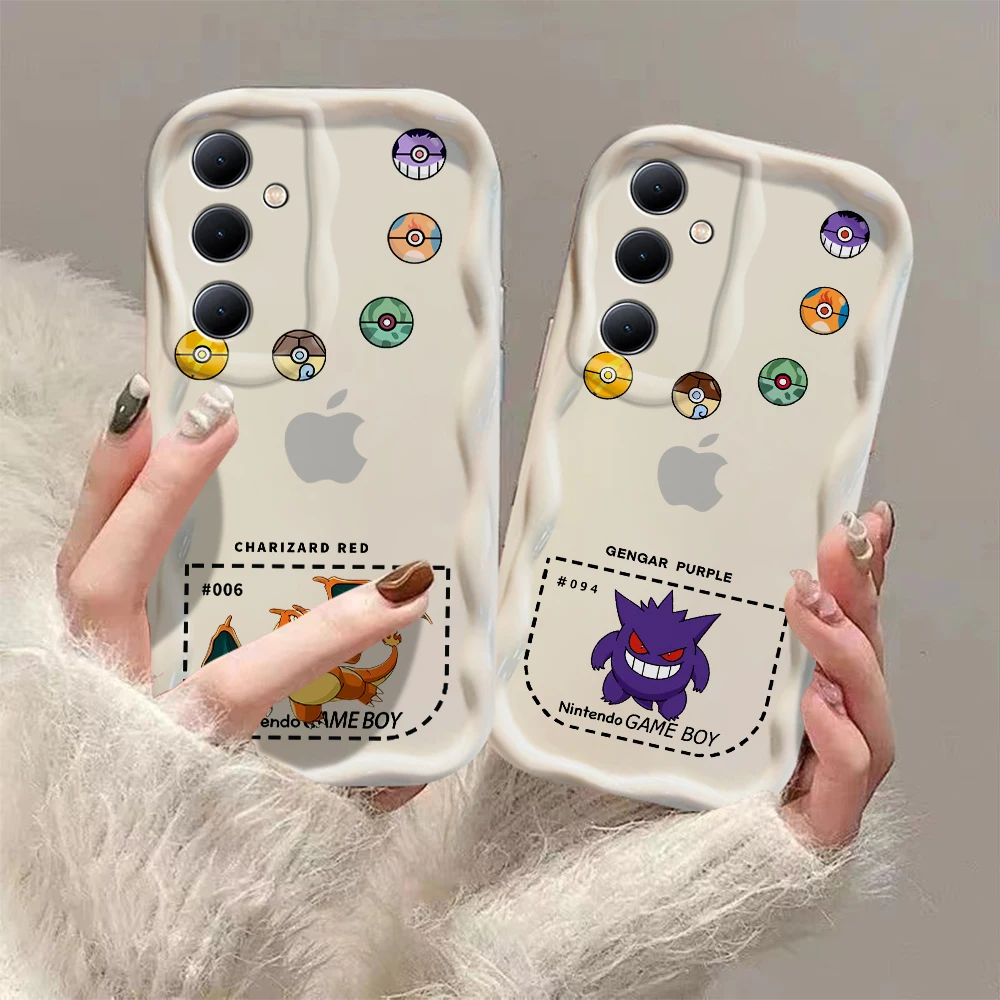 Anime Gengars Charizards 3D Wave Phone Case For Samsung Galaxy S24 S23 S21 S20 FE Plus Ultra 4G 5G Soft Silicone Back Cover image 2