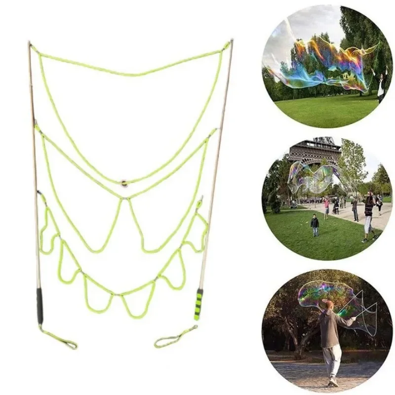 屋外大型調整可能なアウター 1 2 6 穴バブルロープダブルポールセットマジックシャボン玉子供のおもちゃレインボー折りたたみ式
