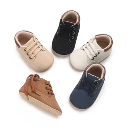 Fashionable 0-18M Boys and Girls' Shoes Classic Solid Color Leather Bottom Anti slip Preschool First Step Casual Sports Shoes