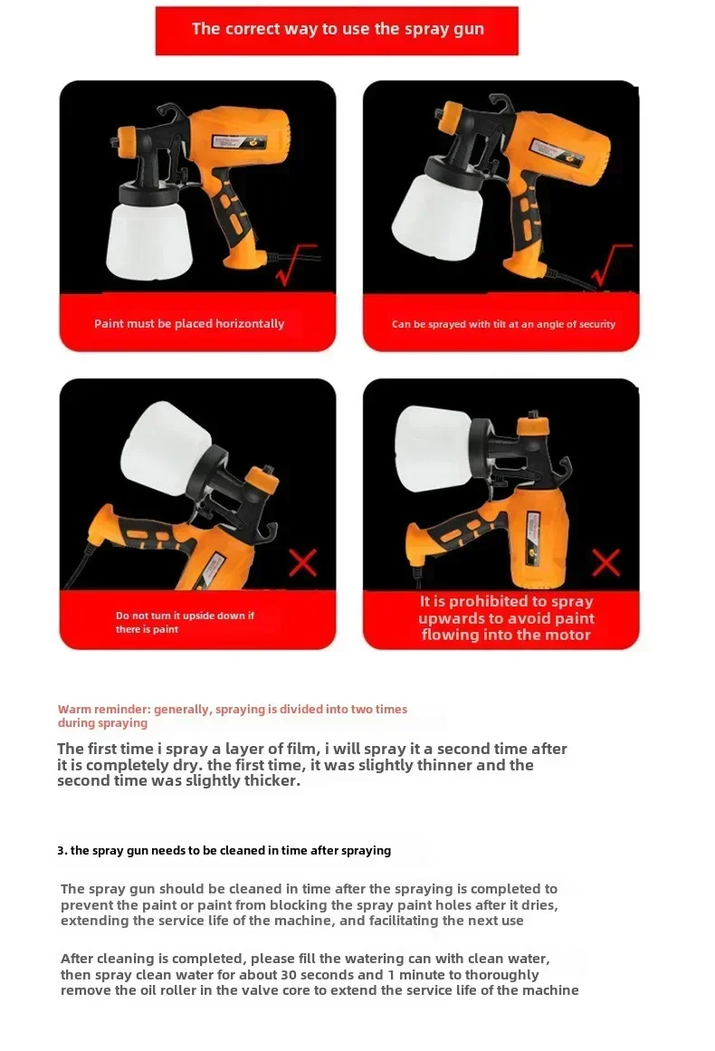 Sprayer Flow Control Easy Spraying Tool Powerful Auto Powerful Electric Spray Gun 550W Household Paint