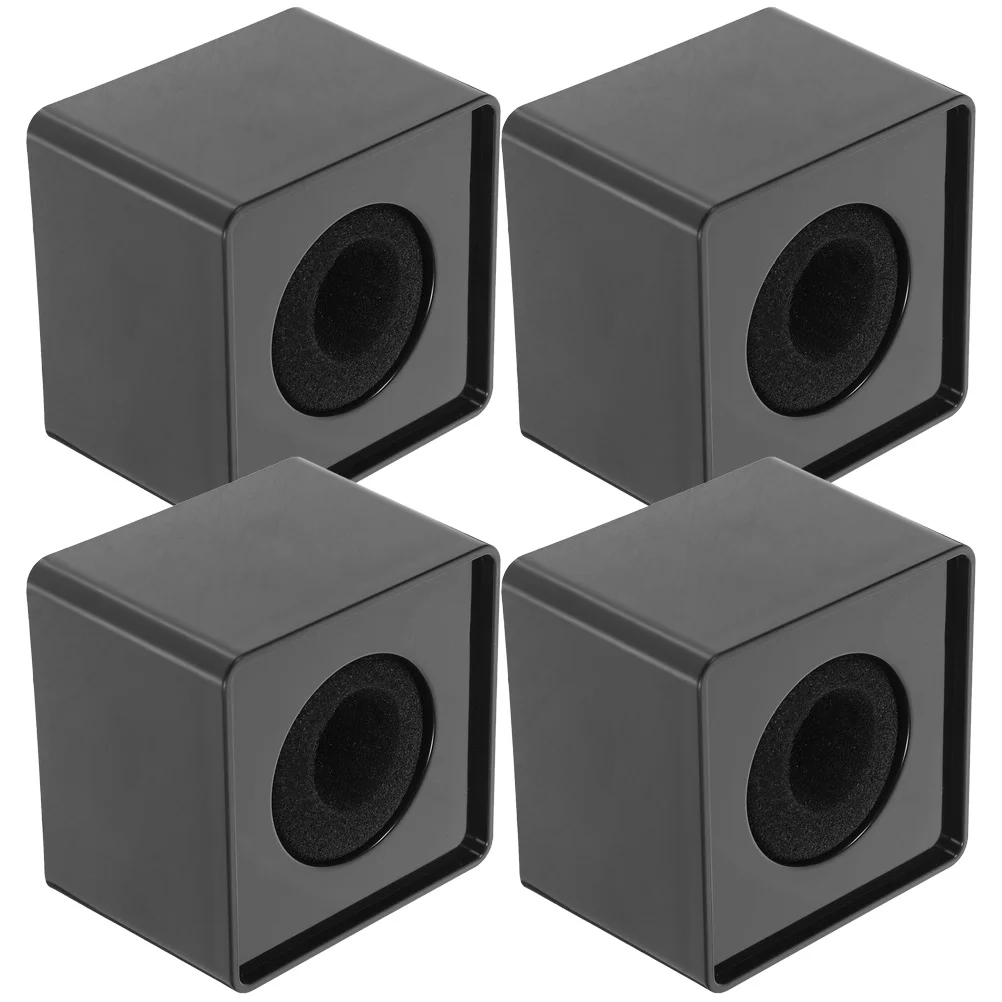 

4 Pcs Microphone Label Logo Cube Isolation Flag Mini Holder Cover Black Interview Prop