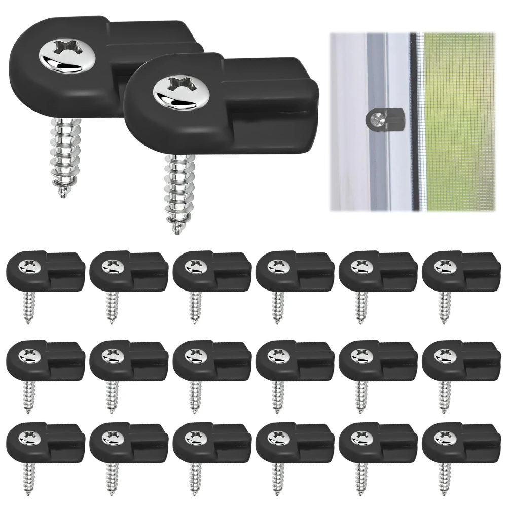 Flush Window Screen Holder Clips with Screws Storm Window Clips Nylon Clips for Fastens Window Screens Storm Door Panels 12-30PC