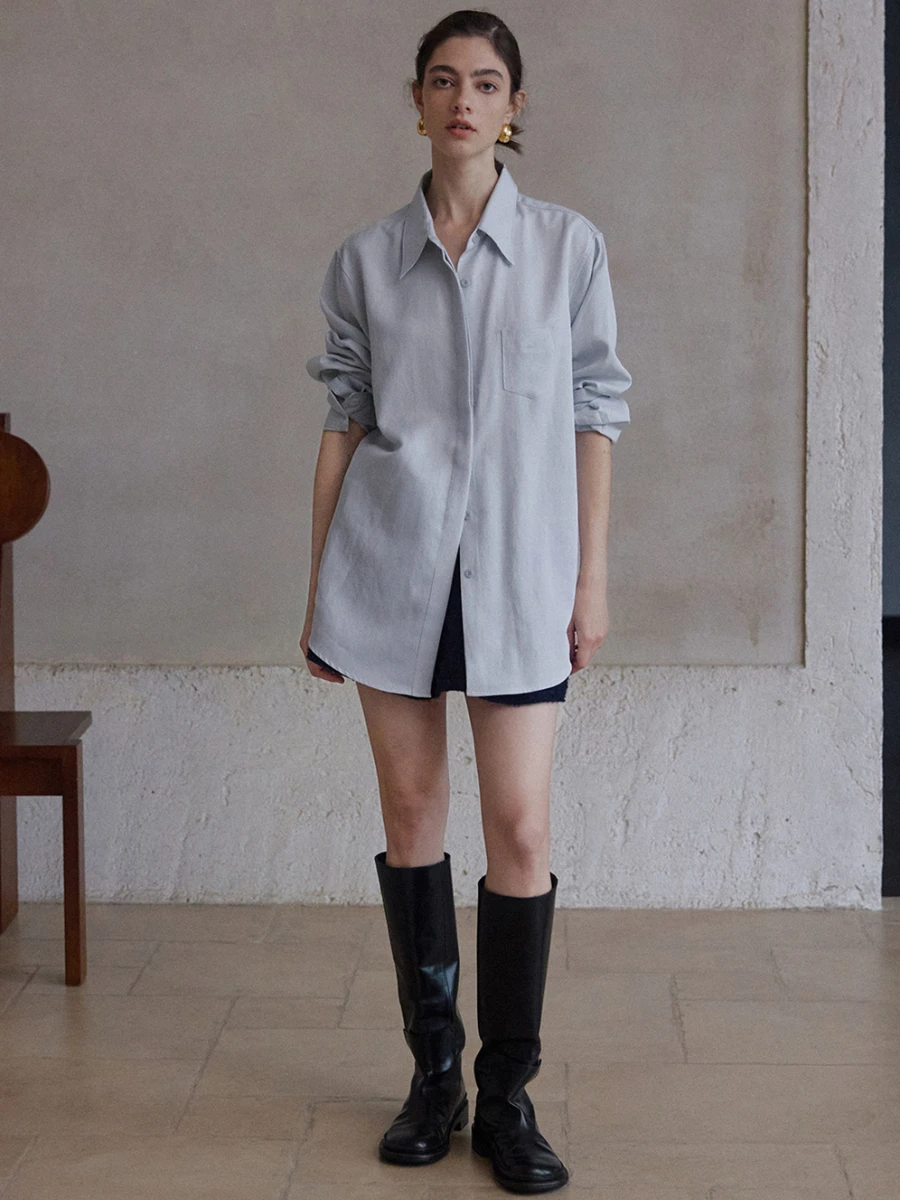 

Ele Simple Long Sve Women's irt Lyocell Mist Surface Autumn New Sle 2025 Skin-friendly Breathable Thin Model