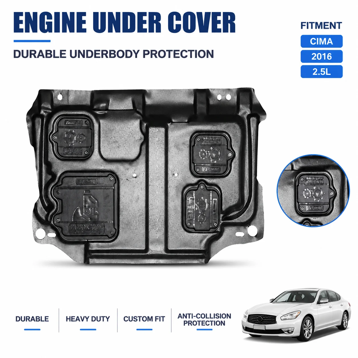 Underbody Engine Splash Shield For Toyota Verso 2011-2015 1.8L No Drilling Vibration Free Easy Maintenance Wear Resistant