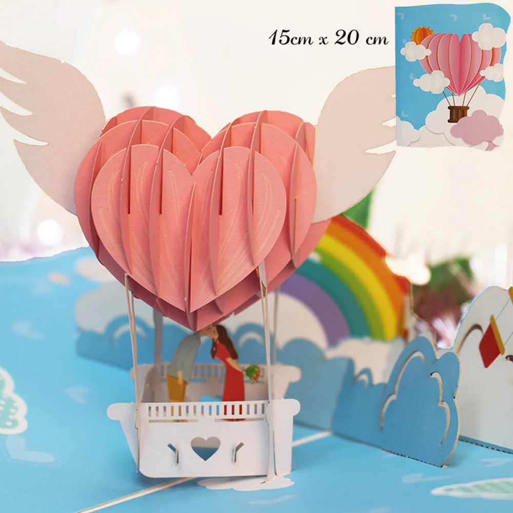 Hot 3D Creative Card for Wife and friend Valentines Day Gift Wedding Invitation Customized Card Thank You Postcard Wholesale