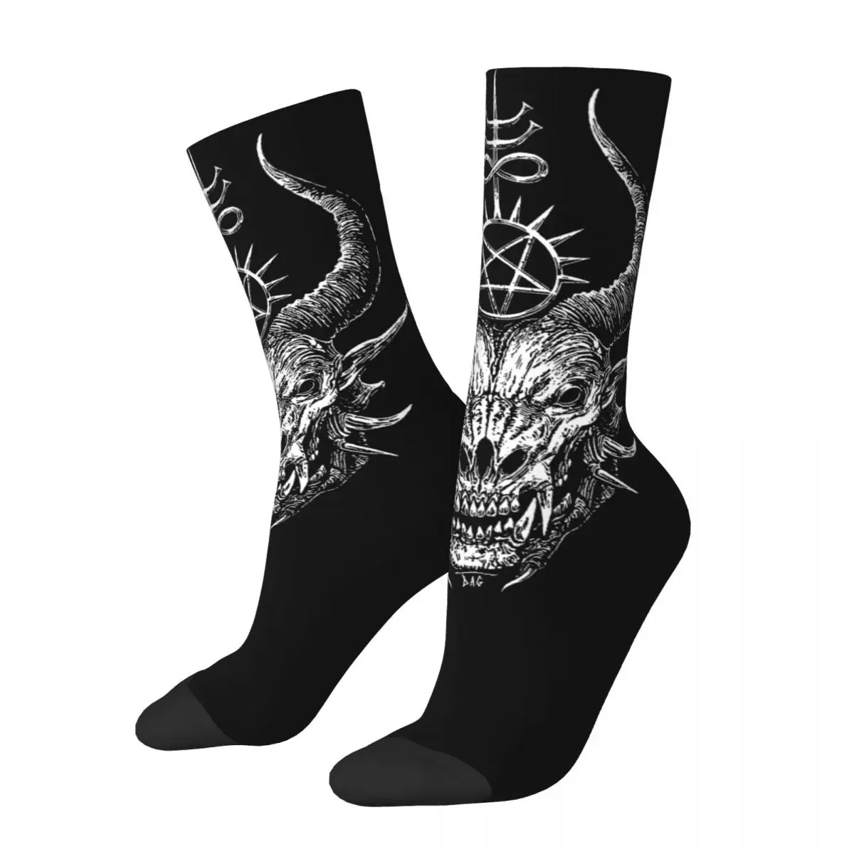 Satanic Demon Design Theme Socks Merch for Women Breathable Crew Socks