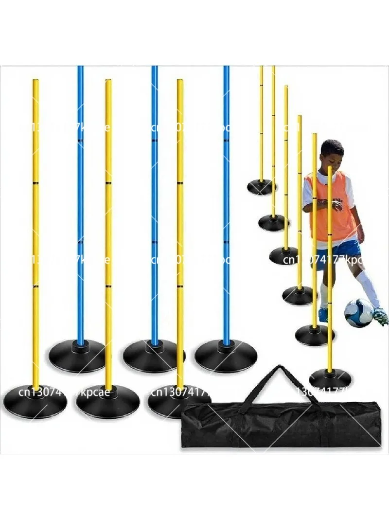 6 Sets Soccer Training Poles with Rubber Base Football Corner Marker Slalom Agility Obstacle Poles for Sports Practice