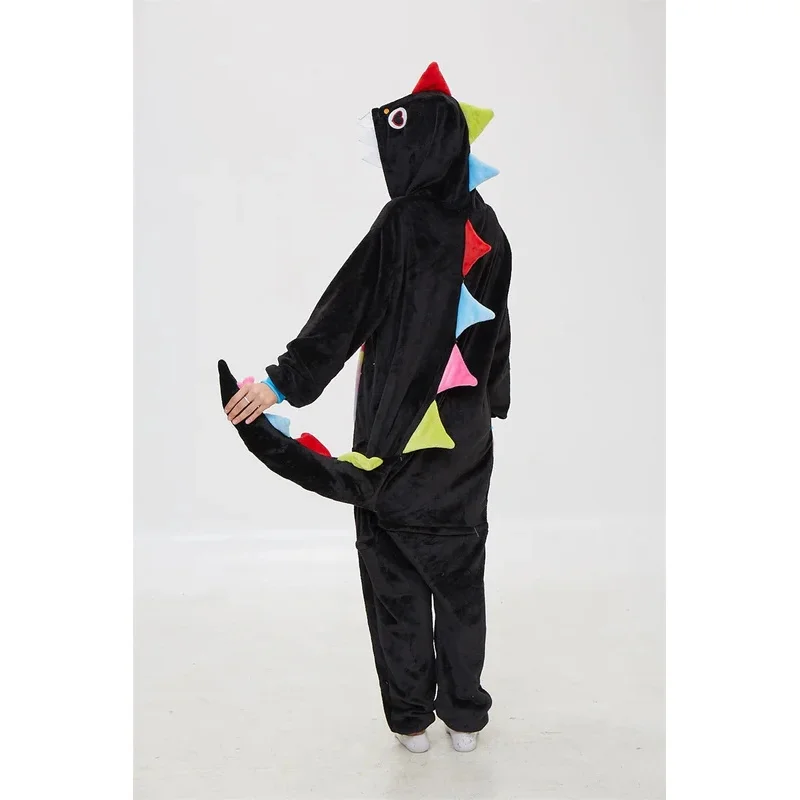 EE01 Adult Black Dinosaur Onesies Dragon Pajamas Cartoon Kigurumi Pyjama Cosplay Costumes Sleepsuit Animal Sleepwear pijama &0Ww
