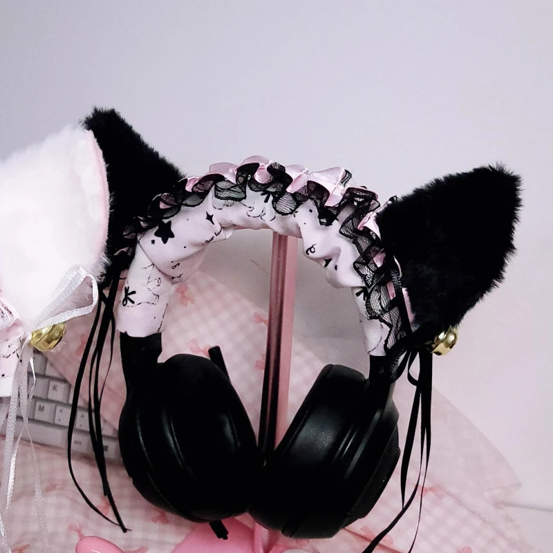 Custom DIY Cat Ear Headband Cover for Sony XM4/XM5/AirPods MX, Y2K Gamers Design Headphone Decoration Attachment, Protective view 3