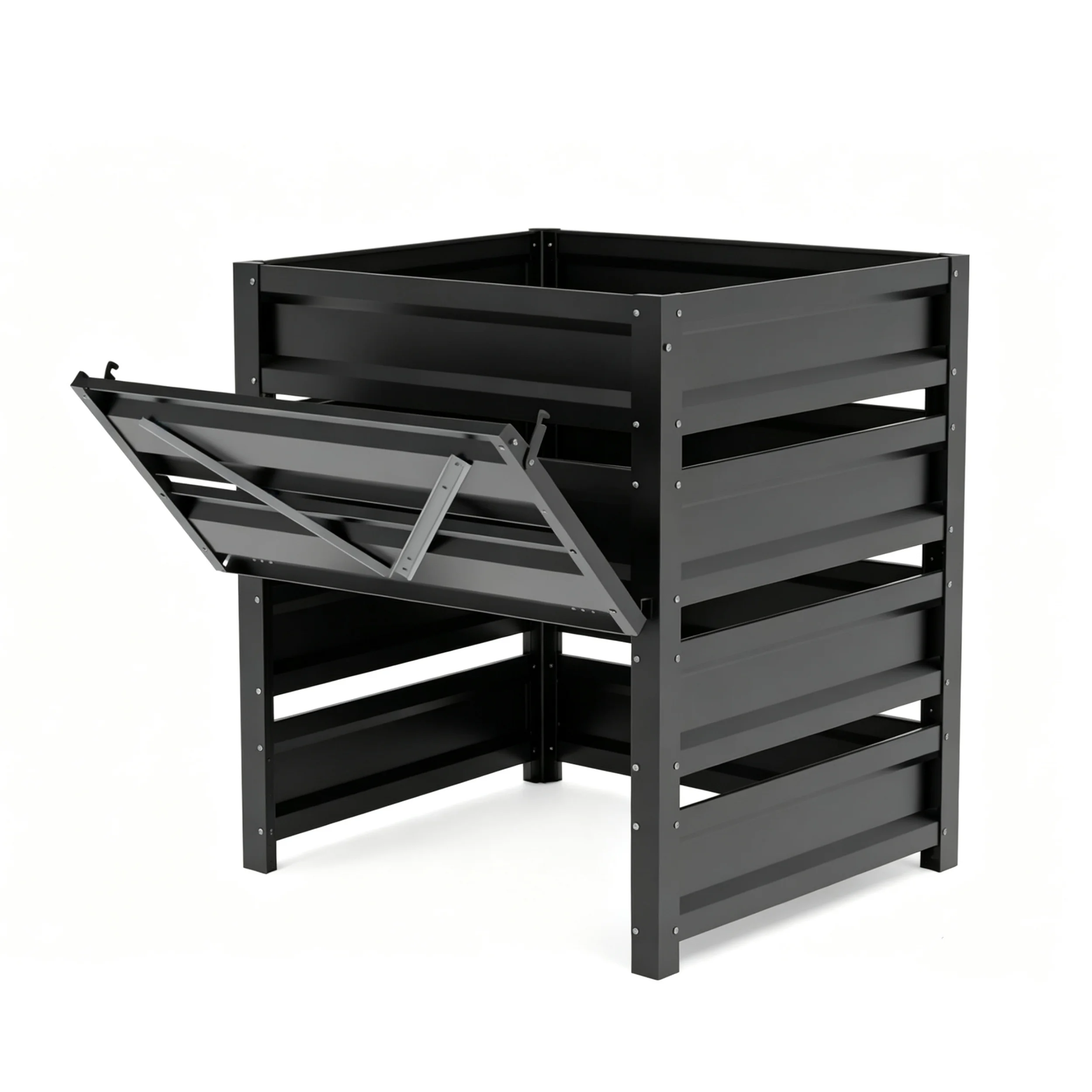 Heavy Duty Steel Composter  Large Ventilated Metal Compost Bin with Flip Door for Backyard Vegetable Garden
