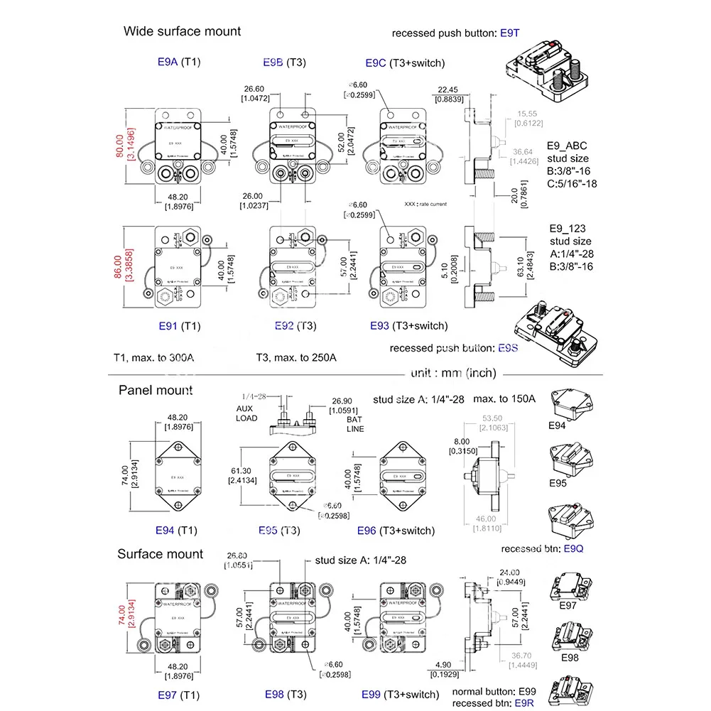 

Автоматический выключатель из бакелита для автомобильной аудиосистемы, защита от перегрузок и сбоев в цепи