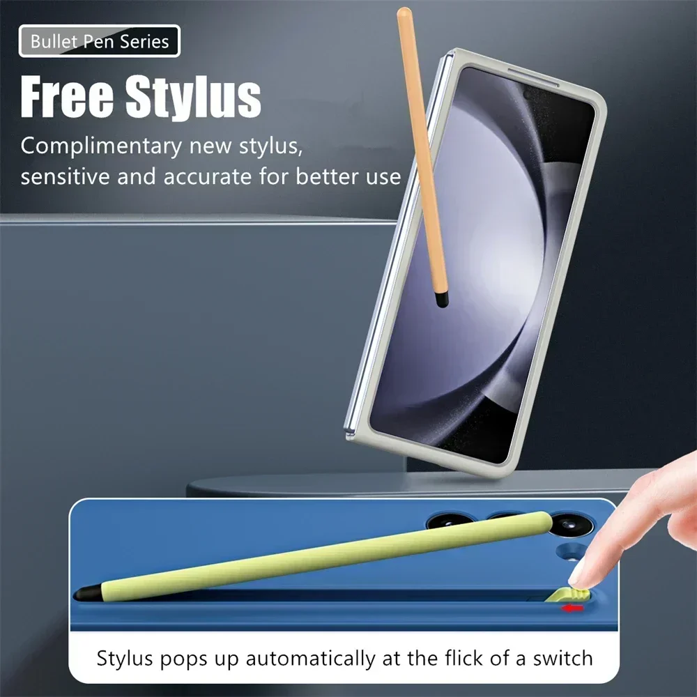 Pen Slot Hinge Case For Samsung Galaxy Z Fold 5 4 3 Fold3 Fold4 Fold5 With Touch Pen Folding Full Protection Shockproof Cover