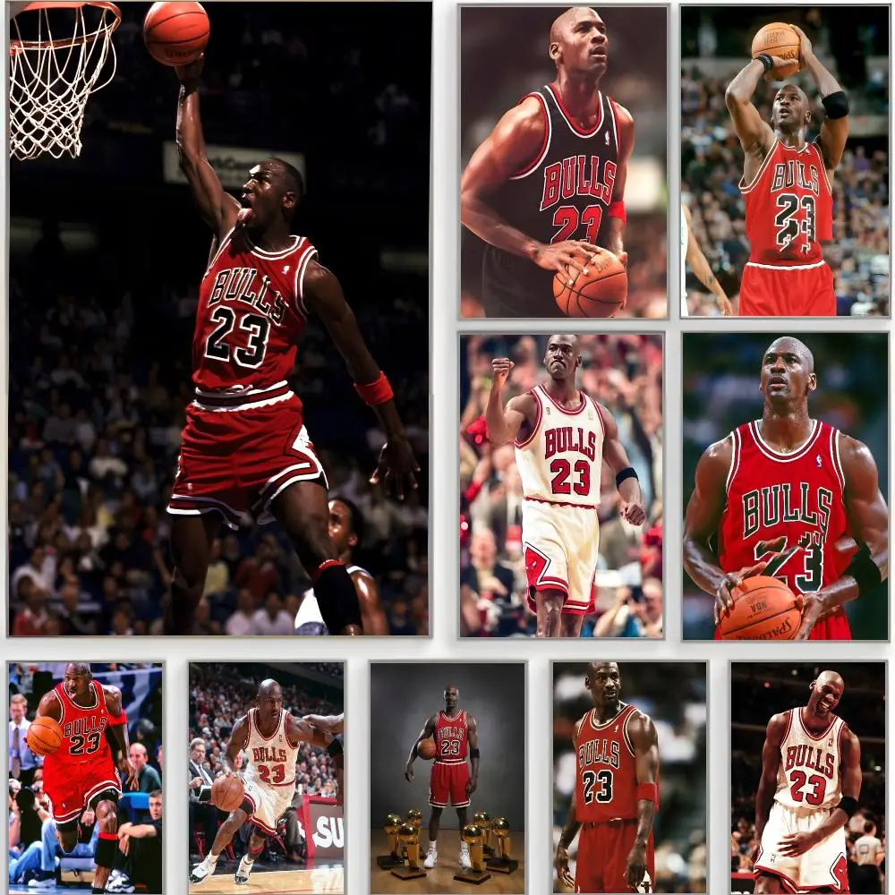 sporty figure m-michael jordan Poster Classic Wall Art  Home Decor  Peel and Stick Unframed
