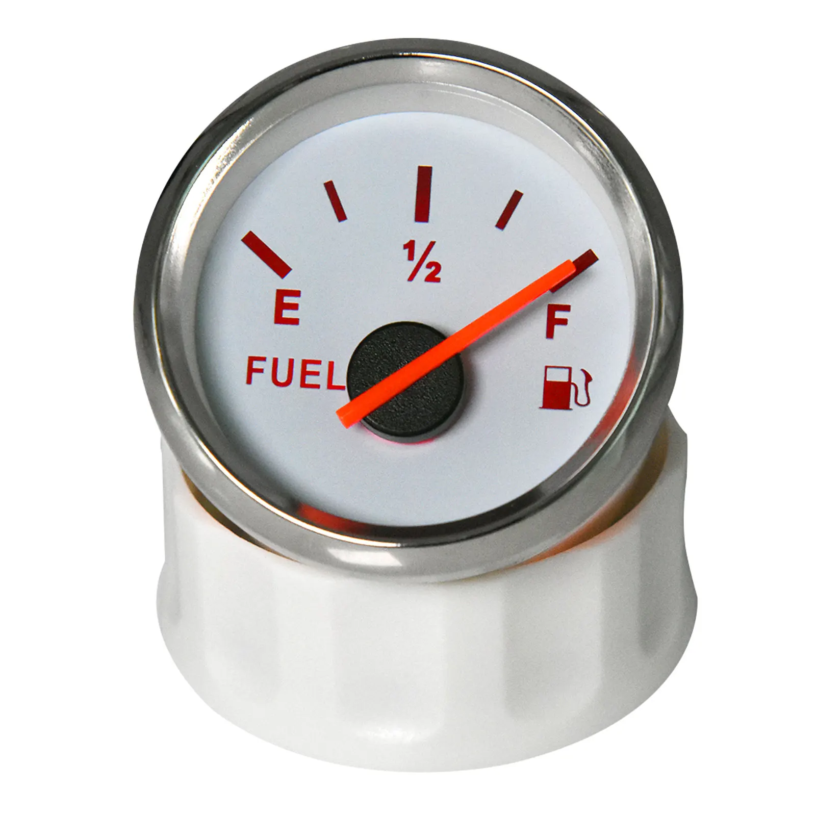 EE White Auto Marine RV Boat Car Fuel Level Gauge 0-190 ohm Fuel Float 52mm Fuel Level Meter Red Light Oil Tank Meter Indicator