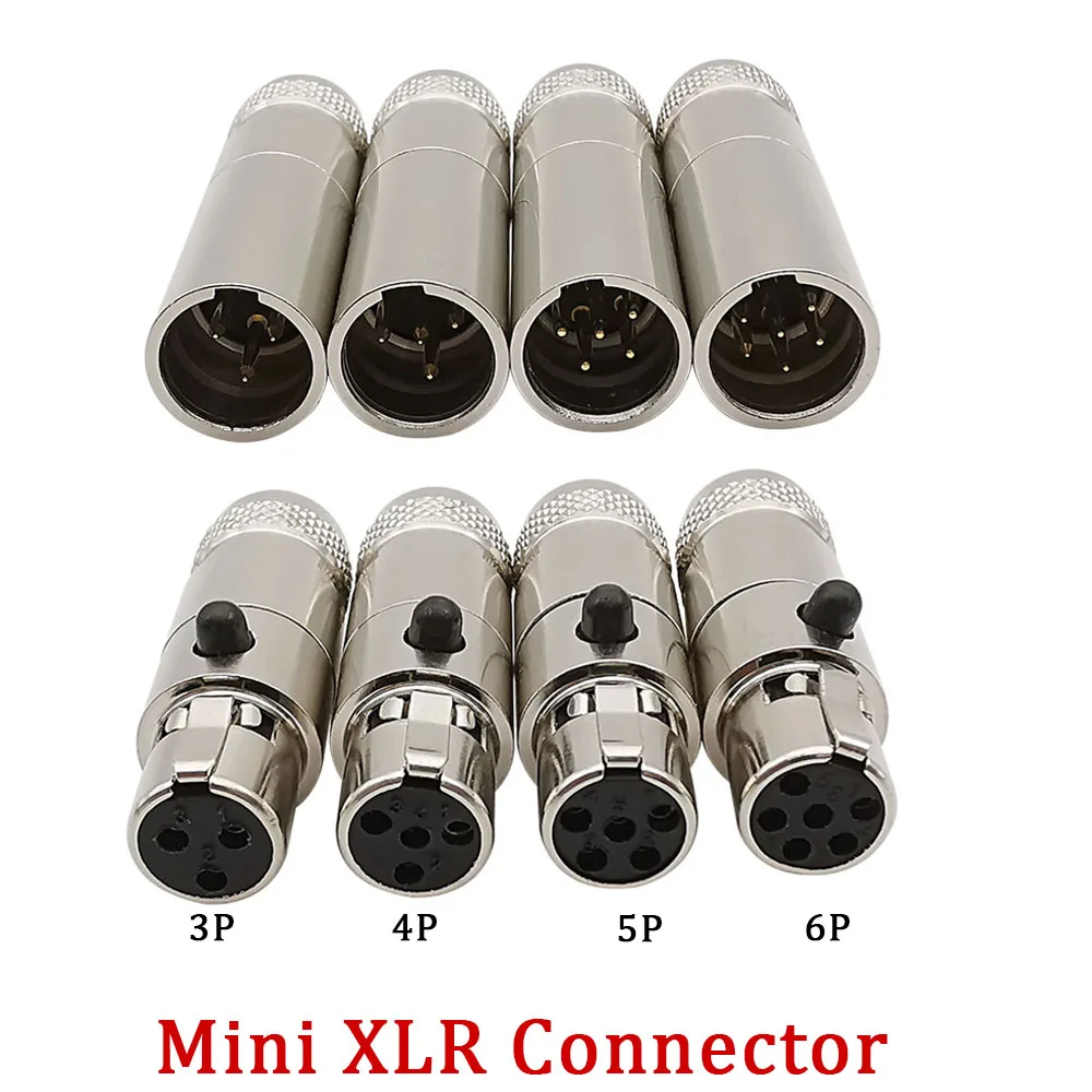 1Pcs Mini XLR Male Female Connector 3/4/5/6 Pin Metal Straight XLR Plug Jack Audio Microphone Soldering Connector DIY Cable