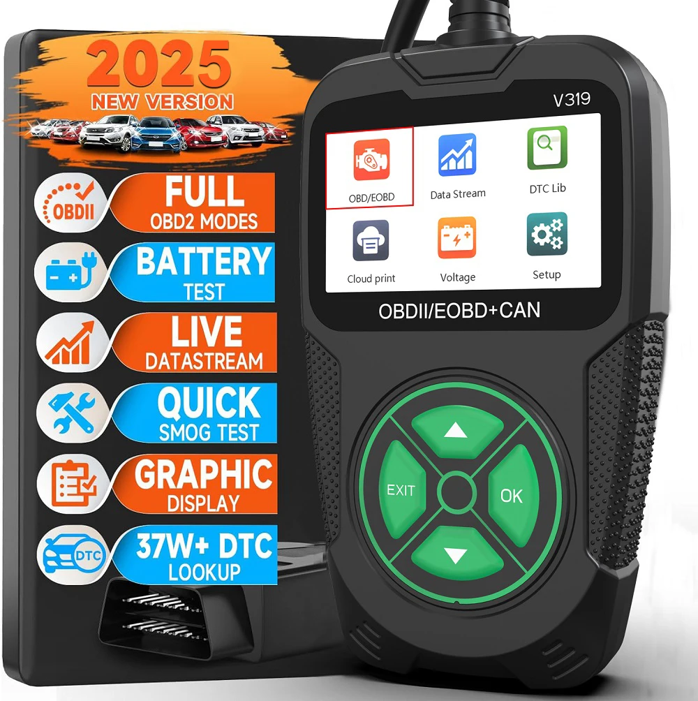 

Сканер OBD2, цифровой дисплей V319, профессиональный диагностический прибор для двигателя, считыватель кодов для проверки светового считывания двигателя/кодов зажигания