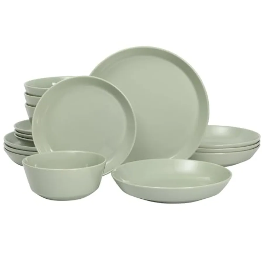 

Summer Shades 16 Piece Green Porcelain Dinnerware Set for 4 with Plates and Bowls - Durable and Stylish Dining Service