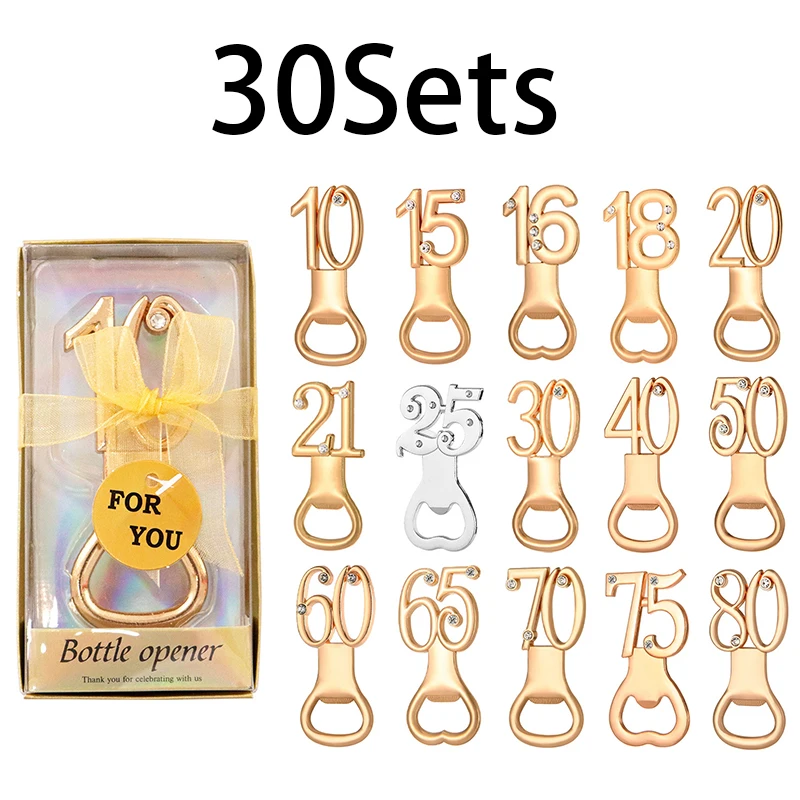 30 Sets Number Shaped Bottle Opener For Birthday Party Return Gifts Souvenirs Diamond Wedding Anniversary Beer Opener 10-80