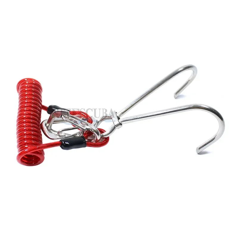 Diving double head flow hook stainless steel release safety rope