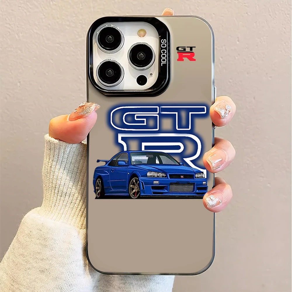 Luksusowe etui na telefon G-GTR Laser Sports Car do iPhone 12 11 13 14 15 16 Max Pro Plus IMD Shockproof Silicone Coque