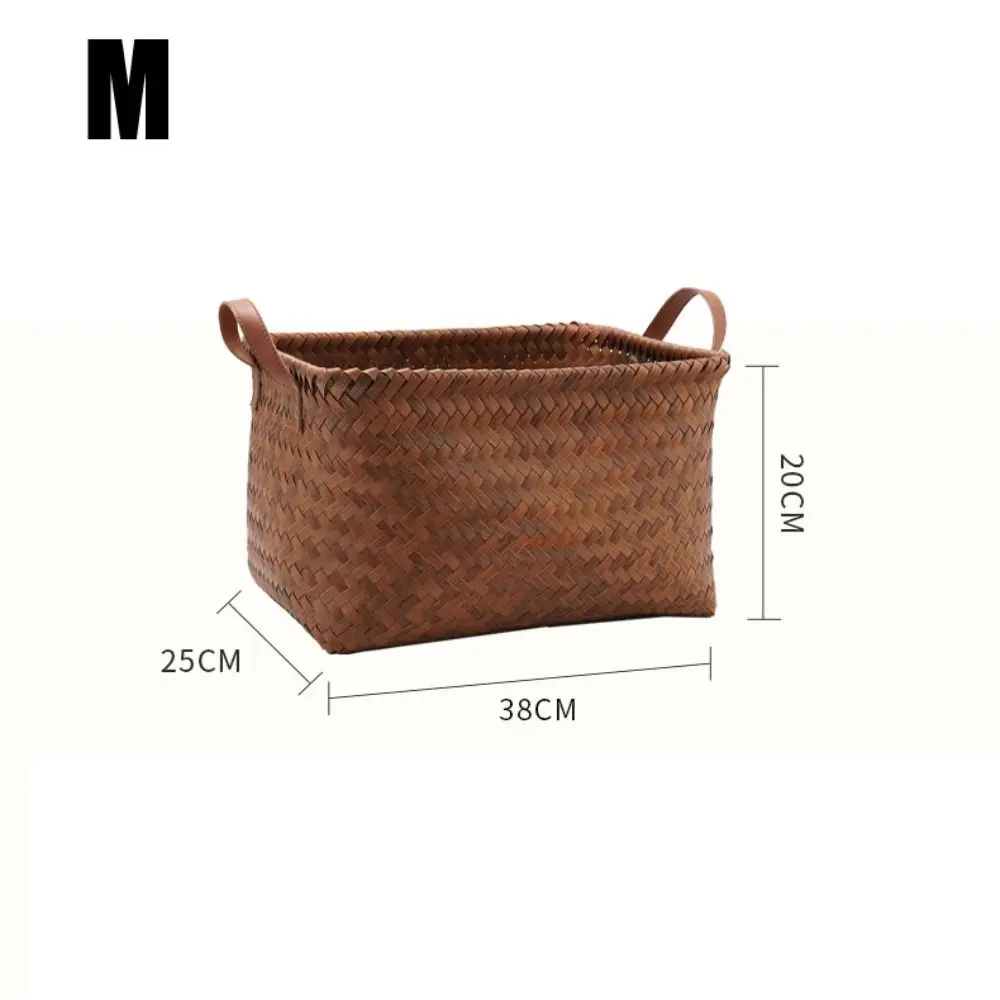 Portable Dirty Clothes Basket Retro Imitation Rattan Weaving Brown Picnic Basket 38cm Home Storage Home Furnishings