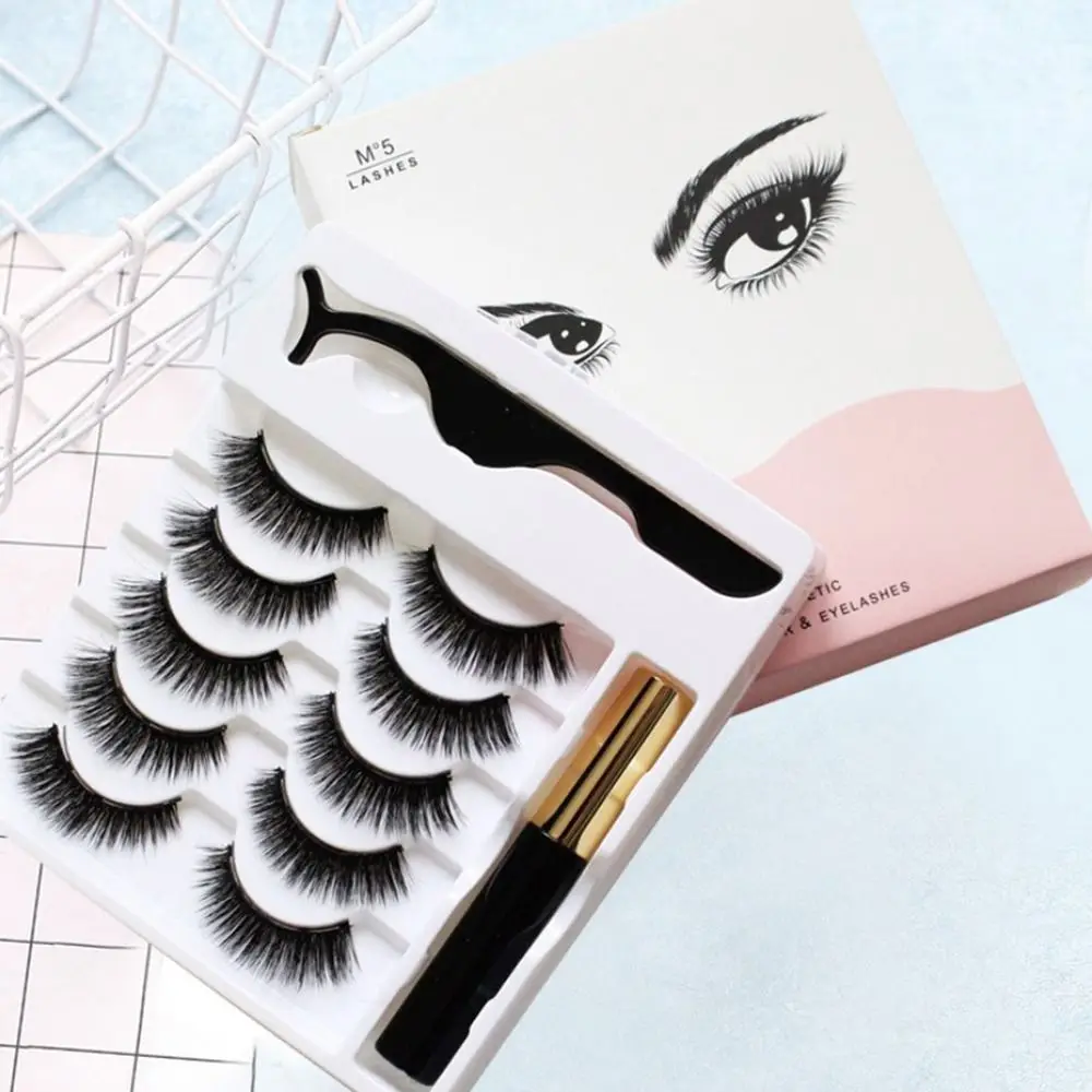 Ensemble de faux-cils et eyeliner magnétiques 3D pour femmes, bande complète, sans colle, pince à épiler, extension de cils 3D