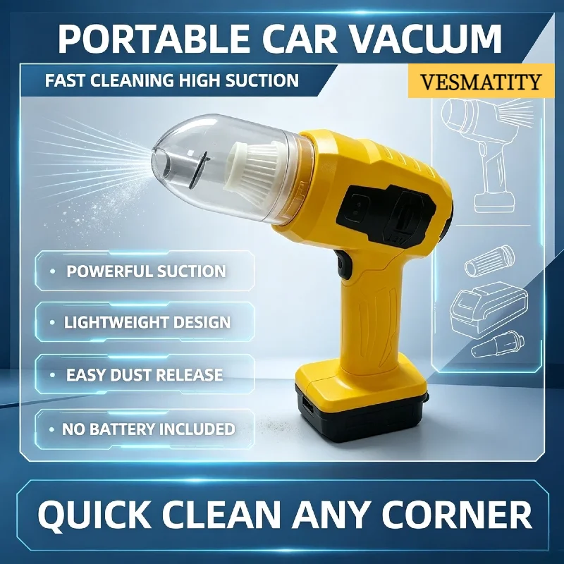 Handheld Cordless Vacuum Cleaner Strong Suction Mini Home Cleaner Blower Efficient Compact for 21V 18V Battery High Performance