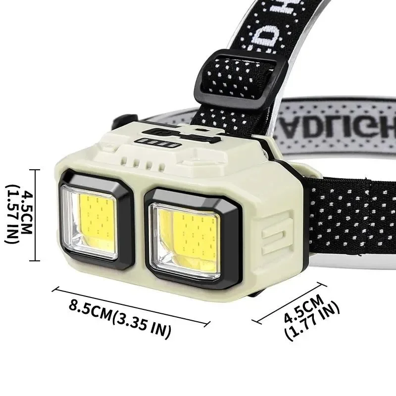 Linterna frontal con Sensor de onda inteligente, 4 modos de iluminación, linterna frontal portátil de 1200mAh, lámpara de trabajo de emergencia recargable para exteriores