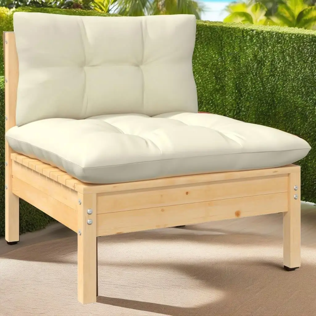 

7-Piece Patio Lounge Set with Cream Cushions - Durable Solid Pinewood Furniture for Outdoor Relaxation