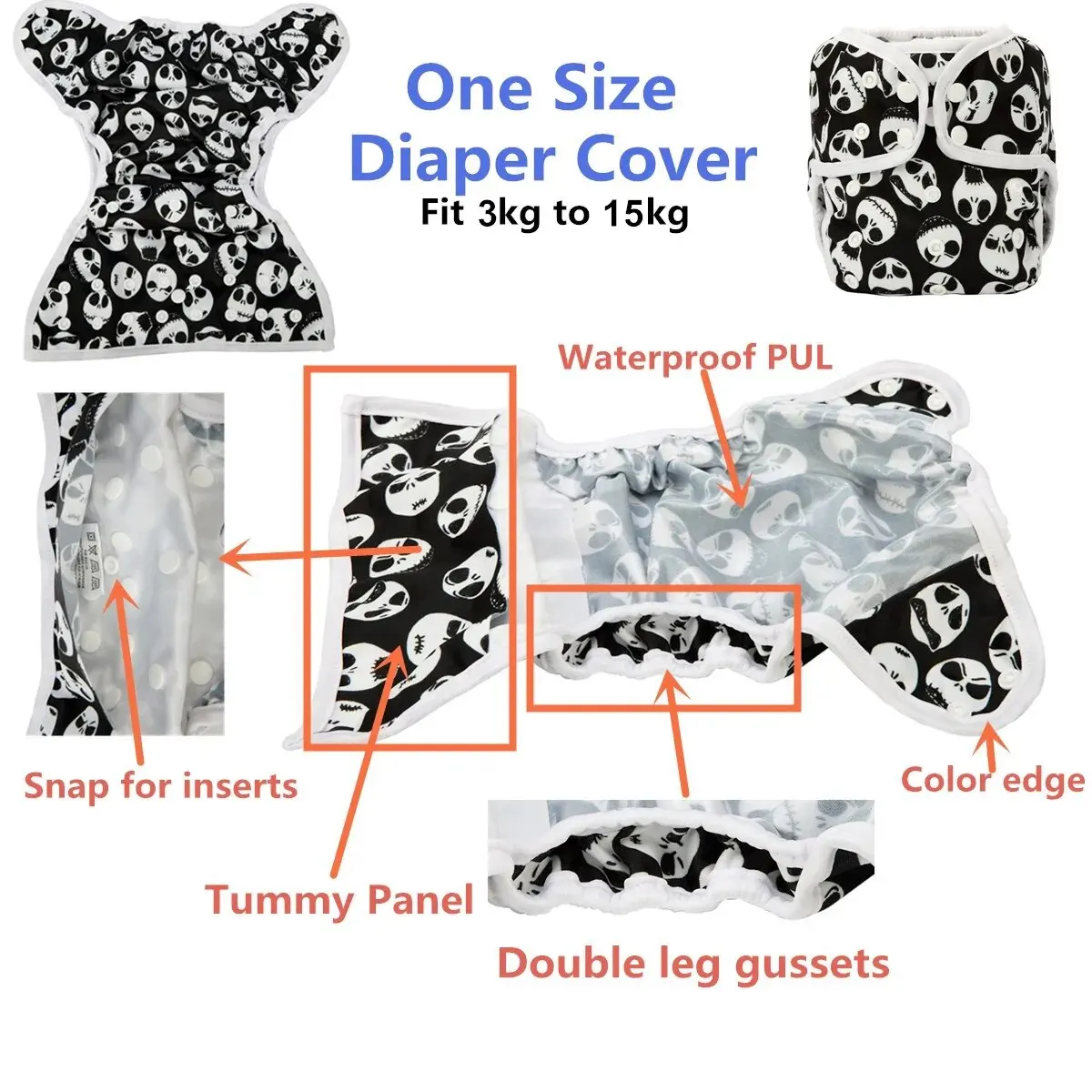 [Sigzagor] One Size Baby Cloth Diaper Cover Nappy Reusable Washable Double Gusset 4-13kg